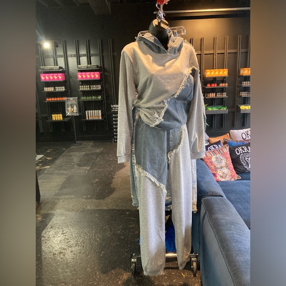 Denim Insert Sweatsuit - Picture 4 of 11